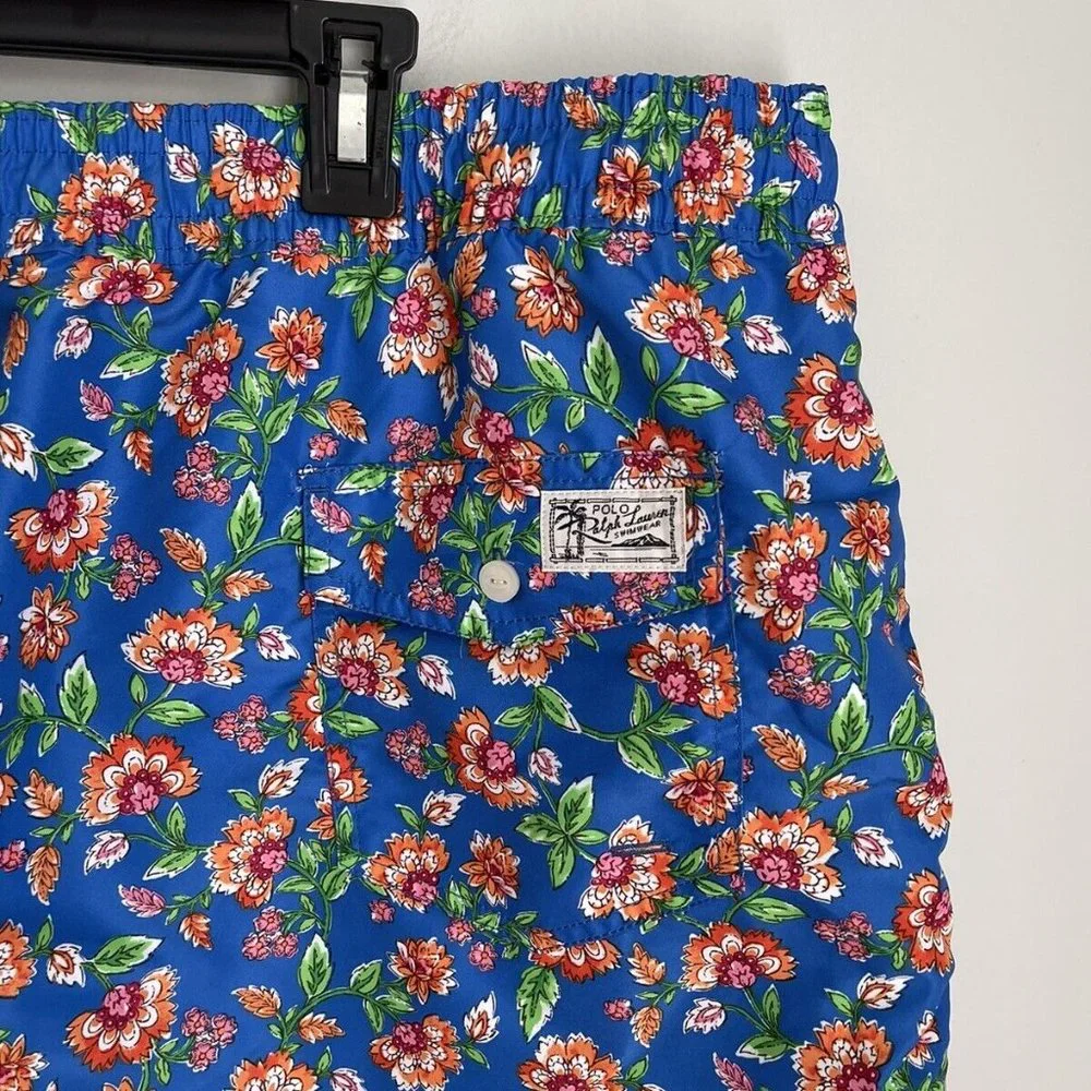 New POLO Ralph Lauren Multicolor Floral Tie Waist Men Swim Trunks